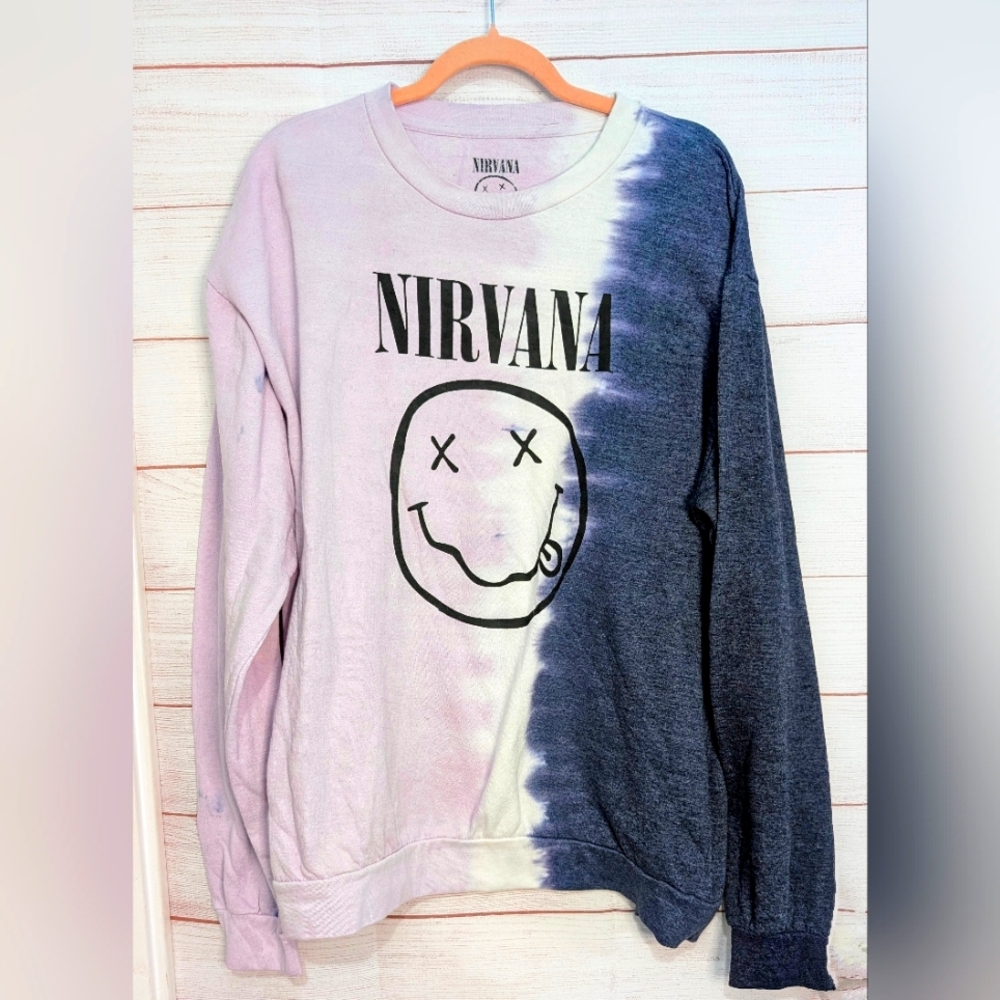 NIRVANA Pink and Blue Tie-Dye Sweatshirt
